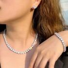 Sparkling Cz Big Round Necklace Earrings Bracelet Wedding Jewelry Set For Brides