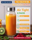 10 5oz Glass Juice   Water Bottles With Stainless Steel Lids 8 Pack   Airt