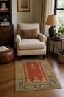 Elegant Traditional Medallion Red   Light Gold 4x5 Hand-knotted Wool Area Rug