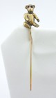 Vintage Victorian Gold Over Silver Teddy Bear Stick Pin Red Glass Eyes 2 25 