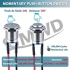 5-pcs 12 Mm Momentary Push Button Switch Waterproof Push Button Switch Round