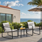 Greesum 3 Pieces Rocking Wicker Bistro Set  Patio Outdoor Furniture Conversation