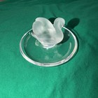 Lalique France Swan Crystal Trinket Dish Jewelry Ring Holder Cygnes Frost Clear