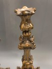 Antique Warsaw Brass Silver Plated Shabbat Candlesticks Pair Polish Judaica Vine