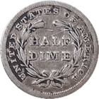 Key Date 1839 90  Silver Half Dime Five Cents 5c Better Details Coin - Cleaned 