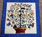 Handmade Art Quilt wall Hanging plant With Birds And Fruit 25 1 2  X 26 1 2 