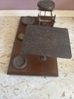 Antique Brass Postal Scale 3 Weights Made In England Warranted Accurate
