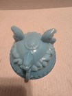 Vtg 1950 Westmoreland Argonaut Shell  Dolphin Feet   Blue Milk Glass Candy Dish