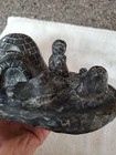 Vintage Inuit Eskimo Igloo Soapstone Carving Figurine Canada Al Wolf Signed