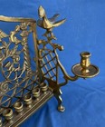 Antique Heavy Polish Brass Chanukkah Menorah Doves Lions