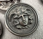 8 Antique Art Nouveau Large Medusa Face Buttons Silverplated - 1  3 8  Across