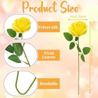 90 Pcs Yellow Velvet Rose Artificial Flowers With Long Stems