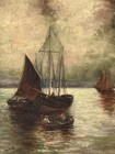 Fine Antique 19th Century Nautical Boat Seascape Oil Painting Old Landscape 1890