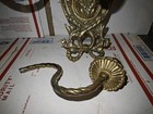 Pair Of Antique Triple Brass Pheasant Head Wall Sconces 18  x 12 75  X 8 75  Vg
