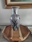 Vtg Blooming Tree Vase Cherry Blossom Gray  Black And White