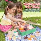 Cute Stone Picnic Playset Tea Party Set With Picnic Basket   Mat Pretend Toys