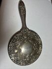 Vanity Mirror Vintage Silver Plated Hand Held Ornate