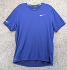 Nike Running Dri-fit Shirt Mens Medium Blue Reflective Athletic Polyester Tee