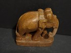 Vintage Hand Carved Solid Wood 7  Elephant Sculpture Statue Figurine Intricate