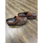 Klogs Footwear Brown Leather Embossed Floral Buckle Mules Clogs Shoes Womens 6m