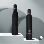 8 Rib Automatic Travel Umbrella Windproof Auto Open Close Compact Black