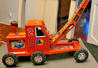 Hayashi Japan 1960 s Vintage Friction Tin Crane And Working Winch Tin Toy