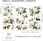 Olycraft 3pcs set White Magnolia Rub On Transfers For Crafts And Furniture 6x12 