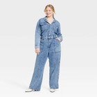 Women s Long Sleeve Utility Baggy Denim Jumpsuit - Universal Thread