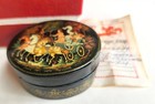 Russian Palekh School 1984 Hand Painted Lacquer Box Troika Vintage Signed