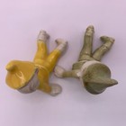 Vtg Pixie Elf Figurine Lot Of 2 Pair Ceramic Green Yellow Repair