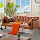 68  Velvet Futon Sofa Bed With 2 Pillows  Modern Convertible Sleeper Couch For 2