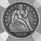 1858  10c Seated Liberty Silver Dime  Ngc Xf Details  cleaned    8404750-041