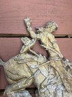 Vintage Cast Aluminum Cowboy Bronco Western Cactus Flange Signgate Fence Topper