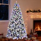 8 Ft Prelit Snow Flocked Artificial Christmas Tree With White   Multicolor Light