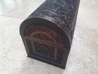 Unusual Antique Large Carved Anglo Indian Wooden Domed Top Box   Chest   Casket
