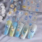 Embossed Ocean Life Nail Art Stickers Decals - Self-adhesive Glitter Plastic