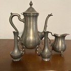 Vintage Web Silver Co  Pewter Pitcher 2 Bud Vases cream