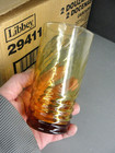 Libbey Cascade 29411 Yellow Amber 12oz Beverage Drink Glass Lot 4 Restaurant Vtg