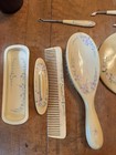 Flowered Celluloid Vanity Set  Matching Art Deco