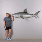 Hanging Great White Shark Wall Decor Life Size Resin Statue Ocean Animal Display