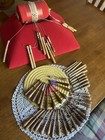 Wooden Lacemaking Bobbins And Red Pillow Set For Lacework Tools