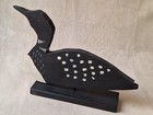 Primitive Wooden Loon On A Stand Hand Painted By Connecticut Artist 9 