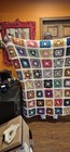 New Hand Crochet Granny Square Blanket Afghan Throw 72x72 White Trim 64 Squares