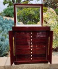 100 Slot 10 Layer Wood Pen Display Case Burgundy - Nos - Veneer Chips