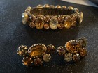 Vintage Rare Designer Vendome  Signed Rhinestone Bracelet Earring Set