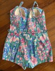 Vintage Ceeb 50s 60s Floral Bathing Suit Romper Pinup Swim Playsuit Beach L 14
