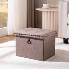 Faux Leather Storage Ottoman Footstool Button Tufted Folding Seat Organizer New