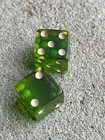 7 Up Vintage Pair Of Green Lucite Dice Transparent Apple Green