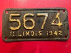 Harley Knucklehead Flathead Vintage 1942  Motorcycle License Plate Illinois