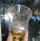 Antique Frosted Glass Lamp Shade Floral Gas Light Oil Globe Brass Fitter Orig 
